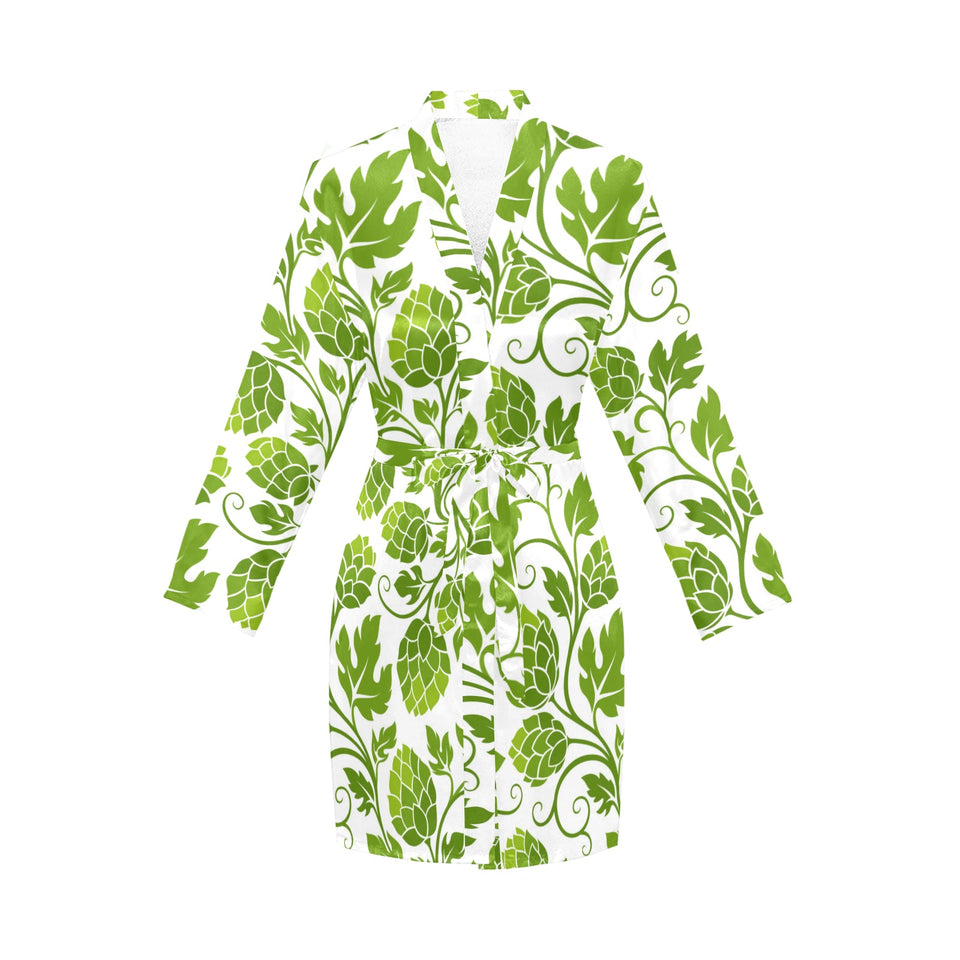 Hop design pattern Women's Long Sleeve Belted Night Robe
