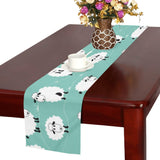 Cute sheep green background Table Runner