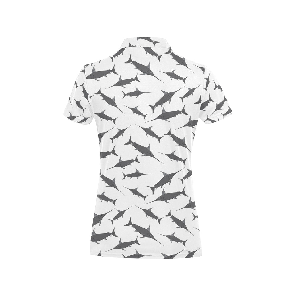 Swordfish Pattern Print Design 04 Women's All Over Print Polo Shirt