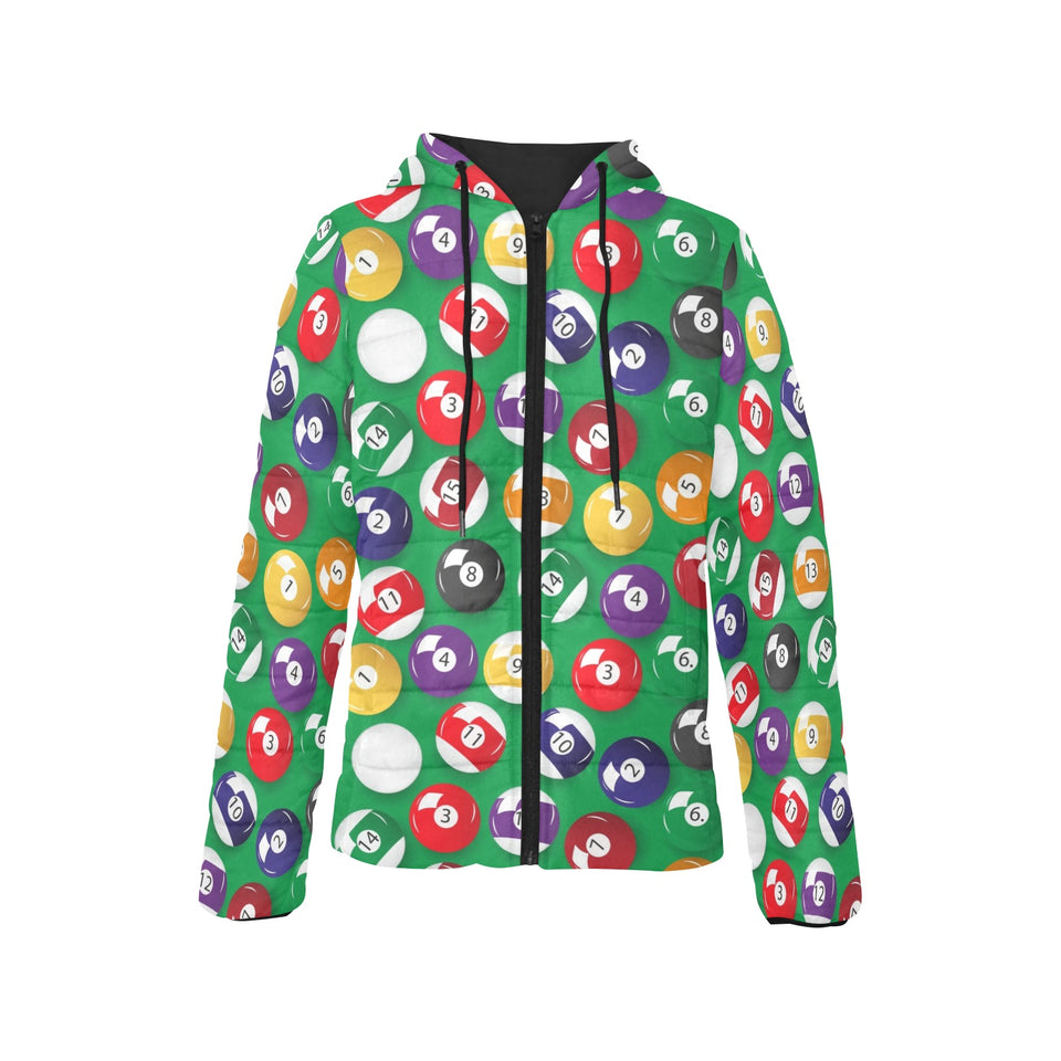 Billiard Ball Pattern Print Design 02 Women's Padded Hooded Jacket
