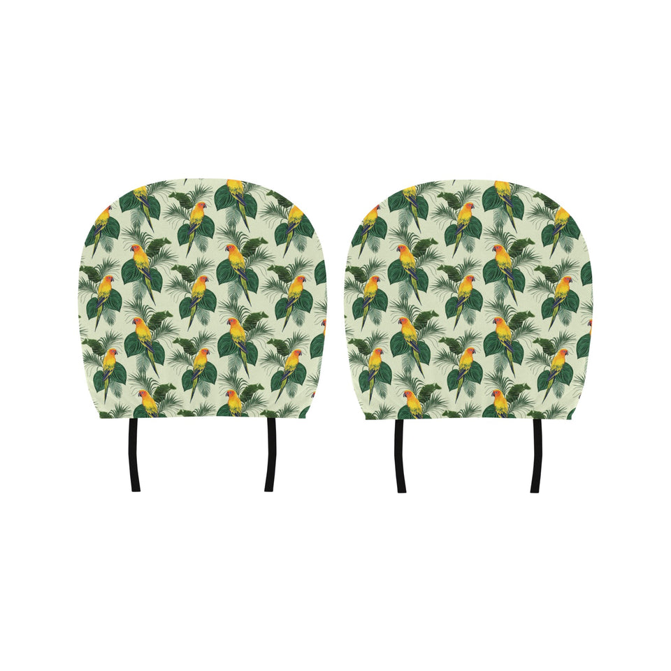 Beautiful parrot palm leaves pattern Car Headrest Cover