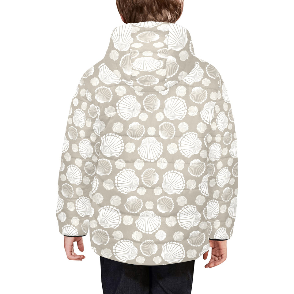 Scallop shell pattern Kids' Boys' Girls' Padded Hooded Jacket