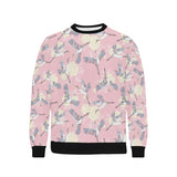 Japanese crane rose pattern Men's Crew Neck Sweatshirt