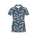 Surfboard Pattern Print Design 01 Women's All Over Print Polo Shirt