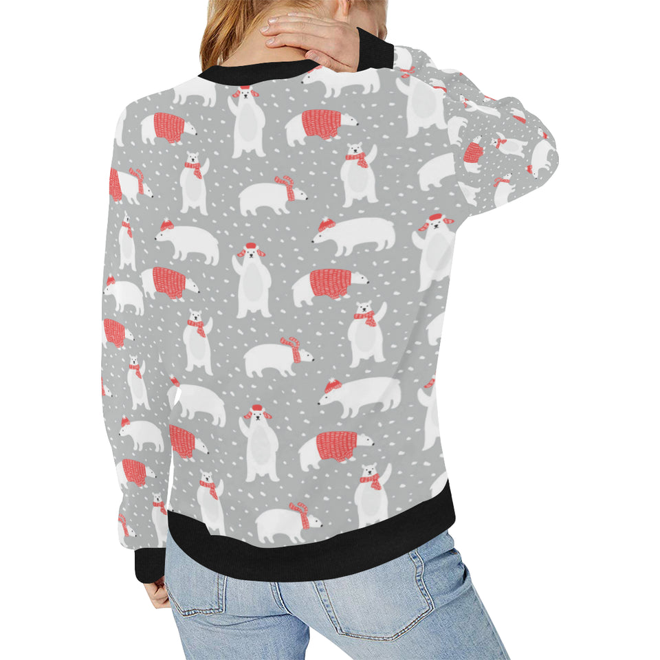 Cute polar bear christmas snow pattern Women's Crew Neck Sweatshirt
