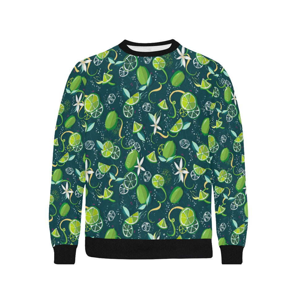 Lime ice flower pattern Men's Crew Neck Sweatshirt