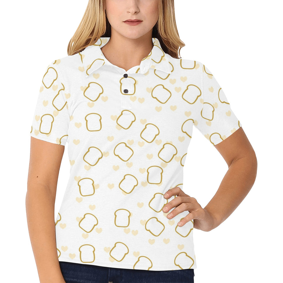 Bread Toast Pattern Print Design 01 Women's All Over Print Polo Shirt