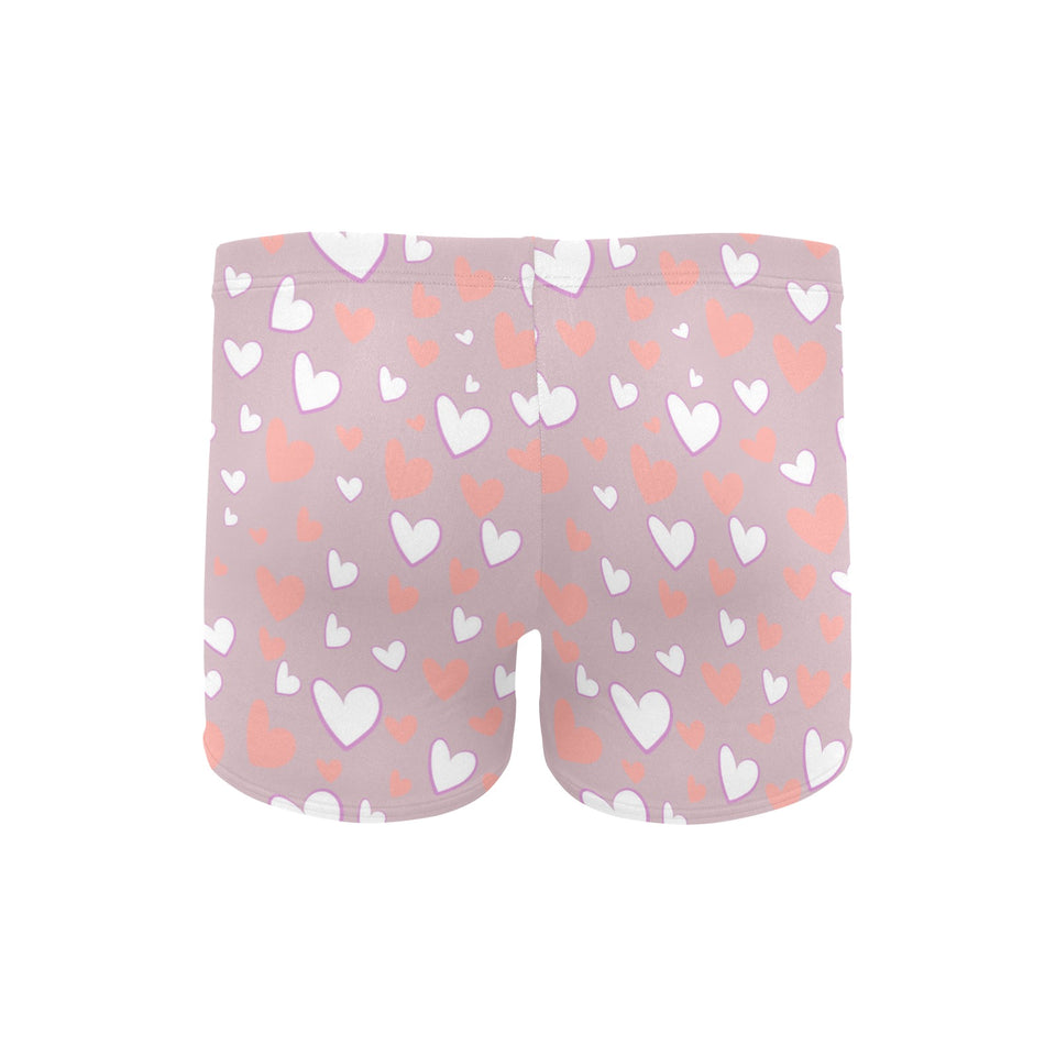 coral white heart pattern Men's Swimming Trunks