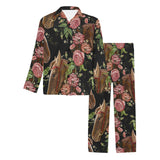 Horse head wild roses pattern Men's Long Pajama Set