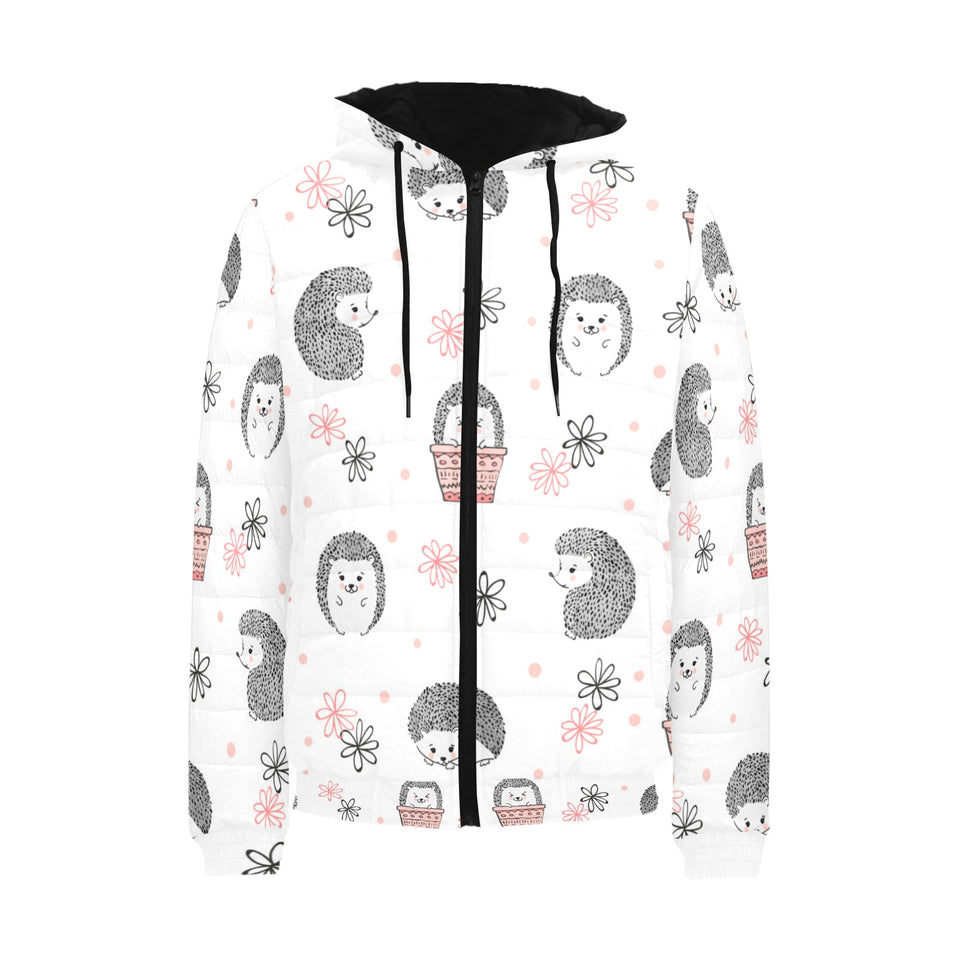 Hedgehog Pattern Print Design 02 Men's Padded Hooded Jacket