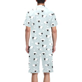 Sheep polka dot cloud pattern Men's V-Neck Short Pajama Set