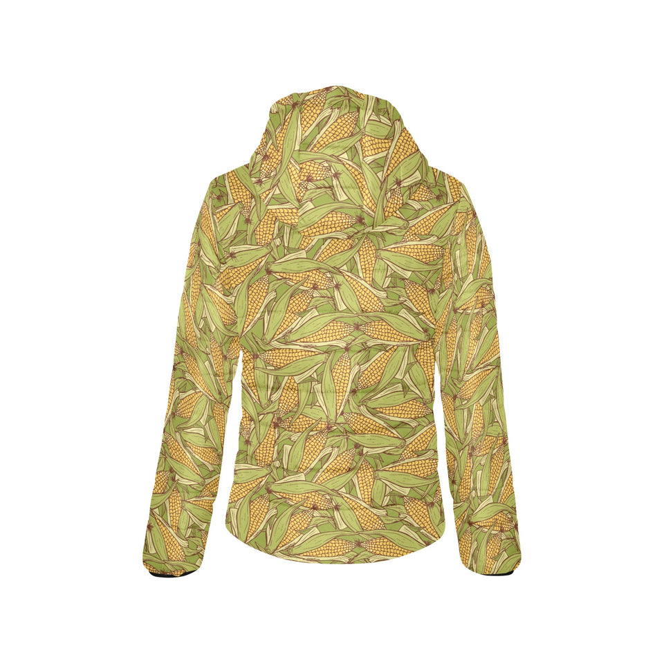 Corn Pattern Print Design 01 Women's Padded Hooded Jacket