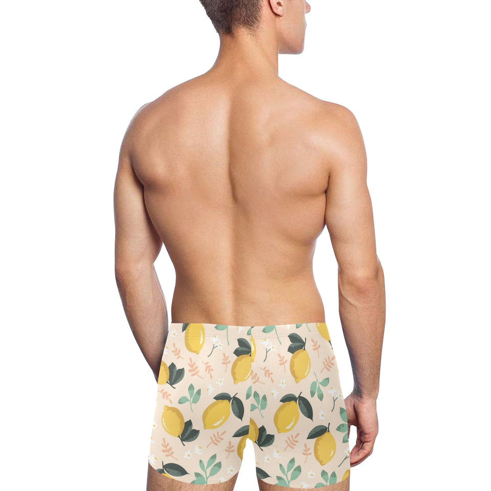 lemon flower leave pattern Men's Swimming Trunks