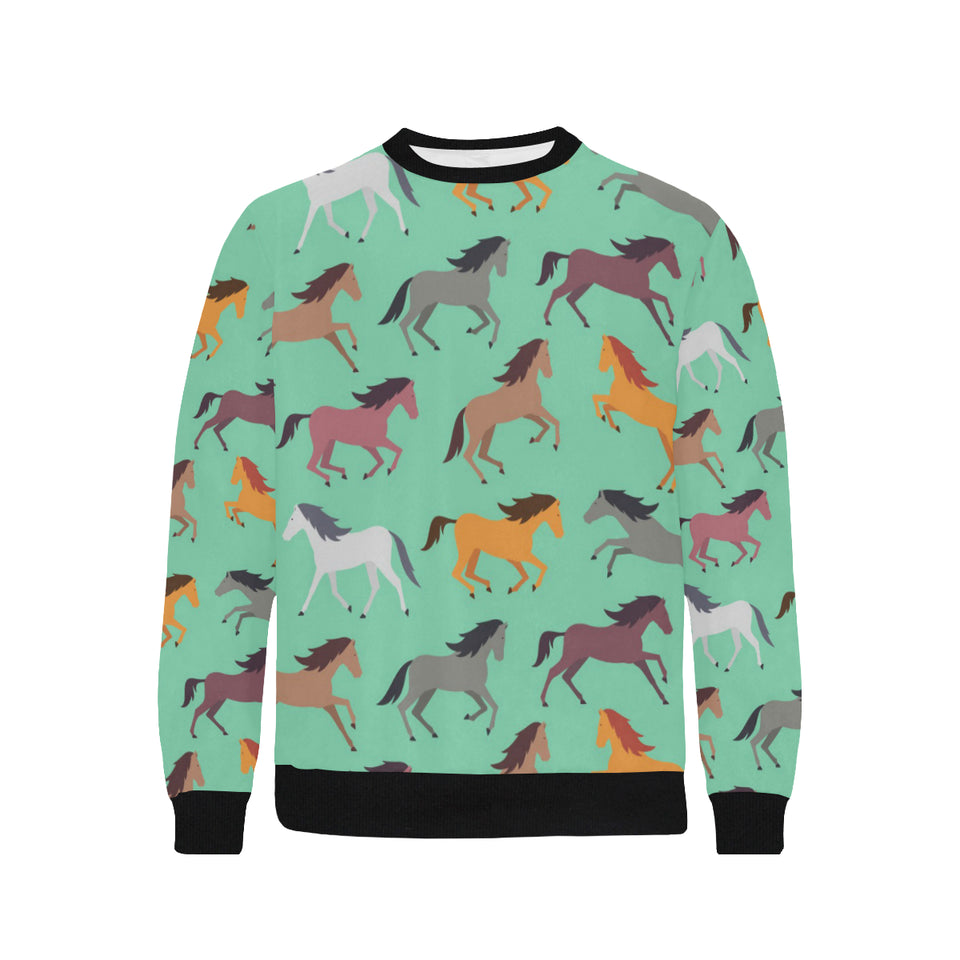 Colorful horses pattern Men's Crew Neck Sweatshirt