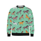 Colorful horses pattern Men's Crew Neck Sweatshirt