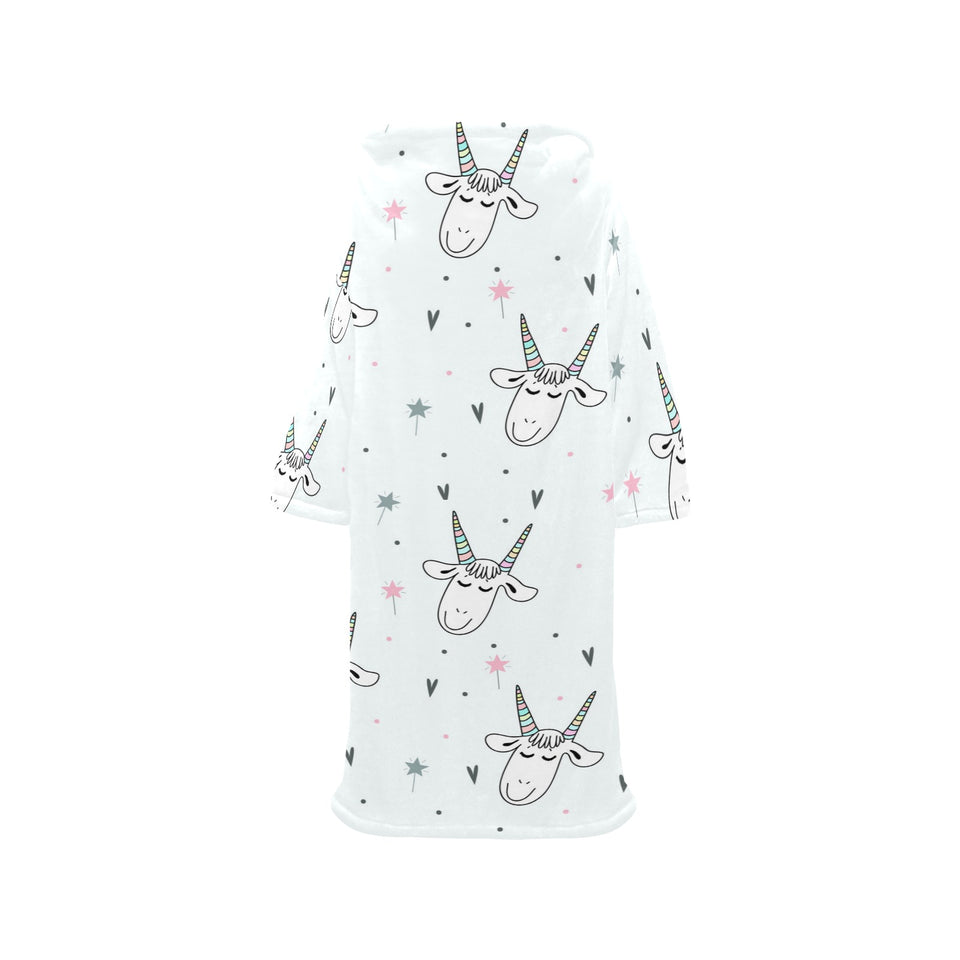 Cute goat design pattern Blanket Robe with Sleeves