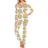 Bread Toast Pattern Print Design 03 Women's Long Pajama Set