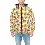 Hamburger Pattern Print Design 01 Men's Padded Hooded Jacket