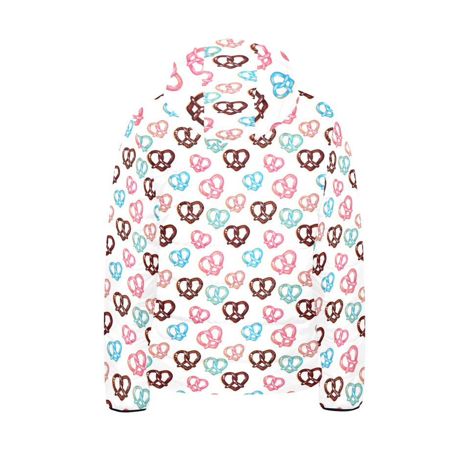 Pretzels Pattern Print Design 04 Kids' Boys' Girls' Padded Hooded Jacket