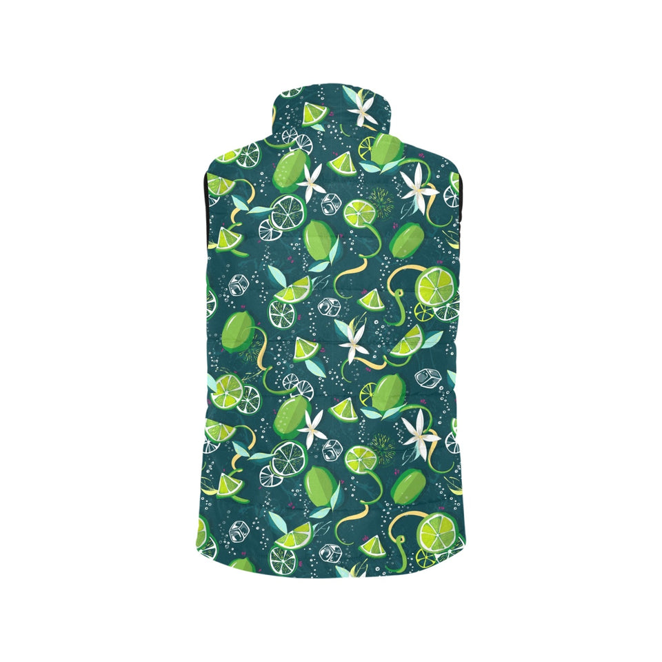 Lime ice flower pattern Men's Padded Vest