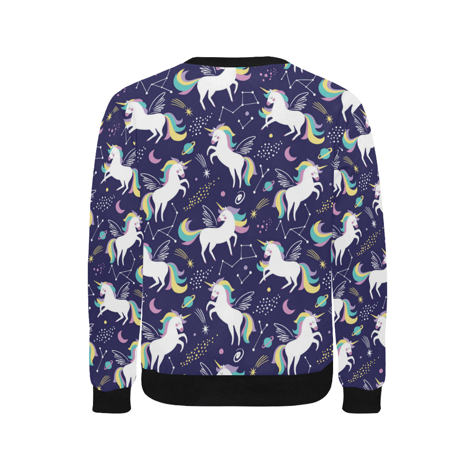 Hand drawn cute unicorn star planet Men's Crew Neck Sweatshirt