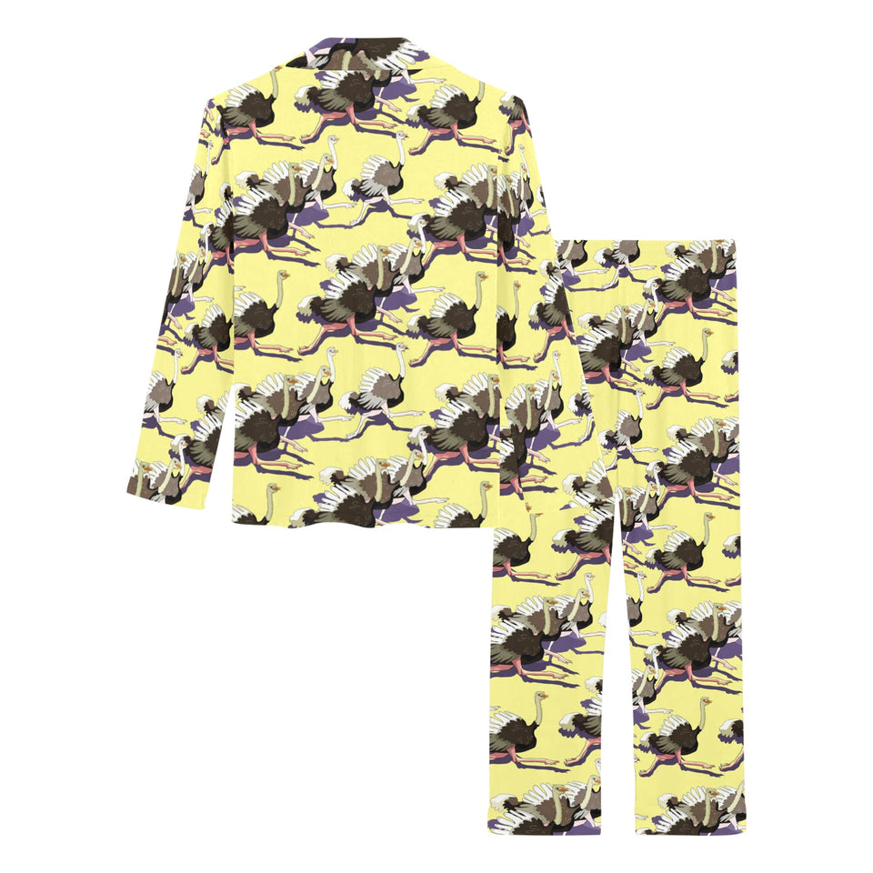 Ostrich Pattern Print Design 04 Women's Long Pajama Set