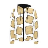 Bread Toast Pattern Print Design 03 Men's Padded Hooded Jacket