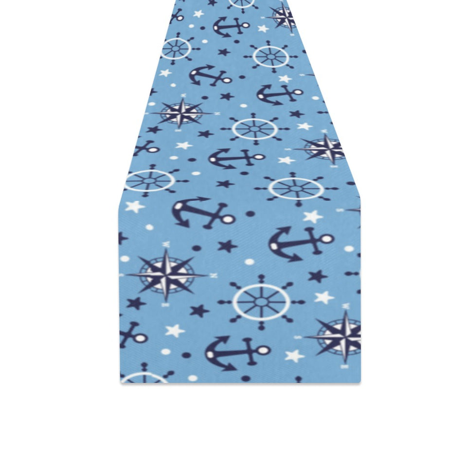 Anchors rudder compass star nautical pattern Table Runner