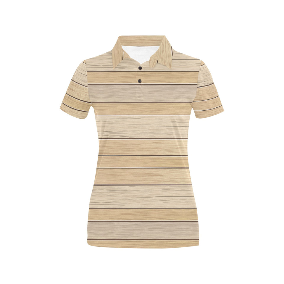 Wood Printed Pattern Print Design 01 Women's All Over Print Polo Shirt