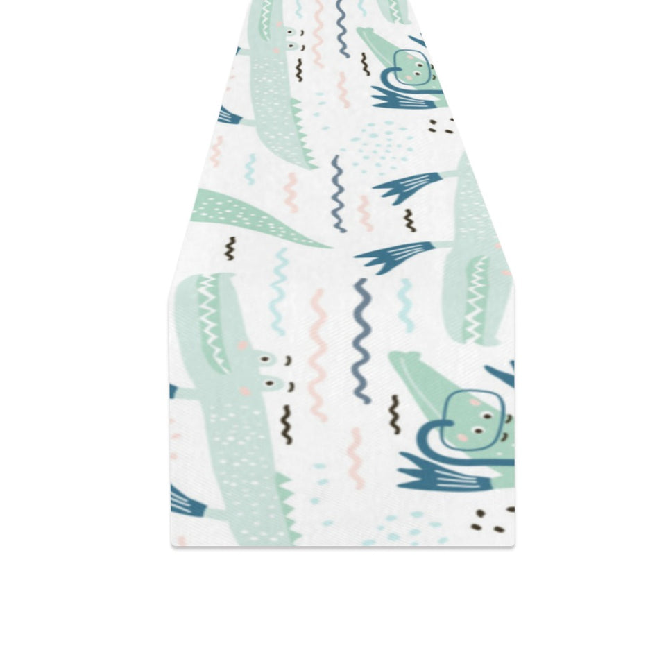 Crocodile diver pattern Table Runner