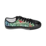 heliconia palm and monstera  leaves pattern Kids' Boys' Girls' Low Top Canvas Shoes Black
