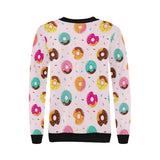 Donut pattern glaze pink background Women's Crew Neck Sweatshirt