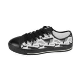 Black whale pattern Kids' Boys' Girls' Low Top Canvas Shoes Black