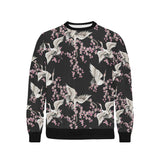 Japanese crane pink sakura pattern Men's Crew Neck Sweatshirt