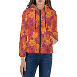 Autumn maple leaf pattern Women's Padded Hooded Jacket