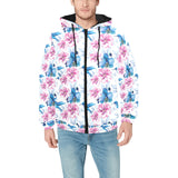 Hummingbird Pattern Print Design 02 Men's Padded Hooded Jacket