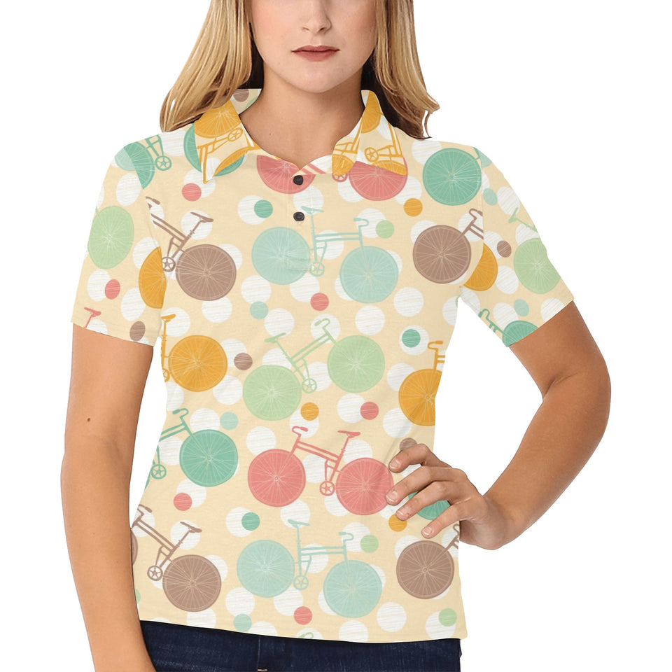 Bicycle Pattern Print Design 01 Women's All Over Print Polo Shirt