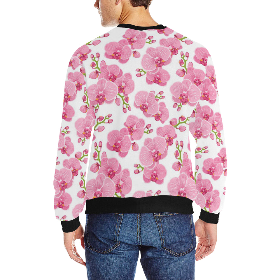pink purple orchid pattern background Men's Crew Neck Sweatshirt