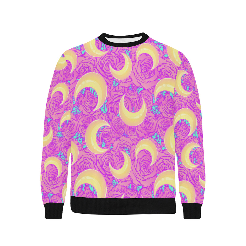 Moon pink rose background Men's Crew Neck Sweatshirt