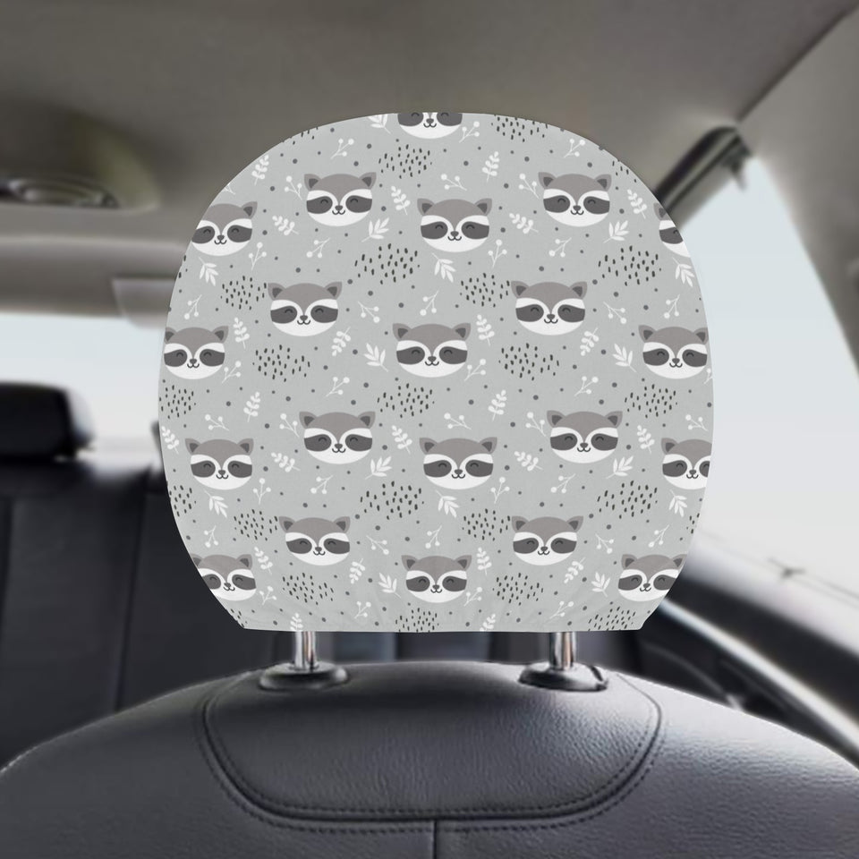 Cute raccoons leaves dot Car Headrest Cover