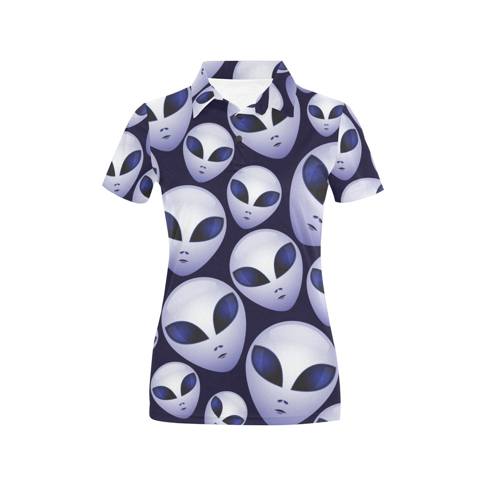 Alien Pattern Print Design 01 Women's All Over Print Polo Shirt