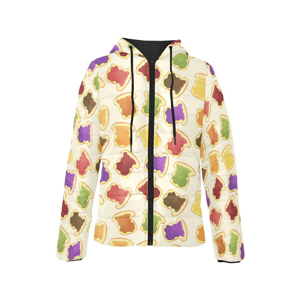 Bread Toast Pattern Print Design 02 Women's Padded Hooded Jacket