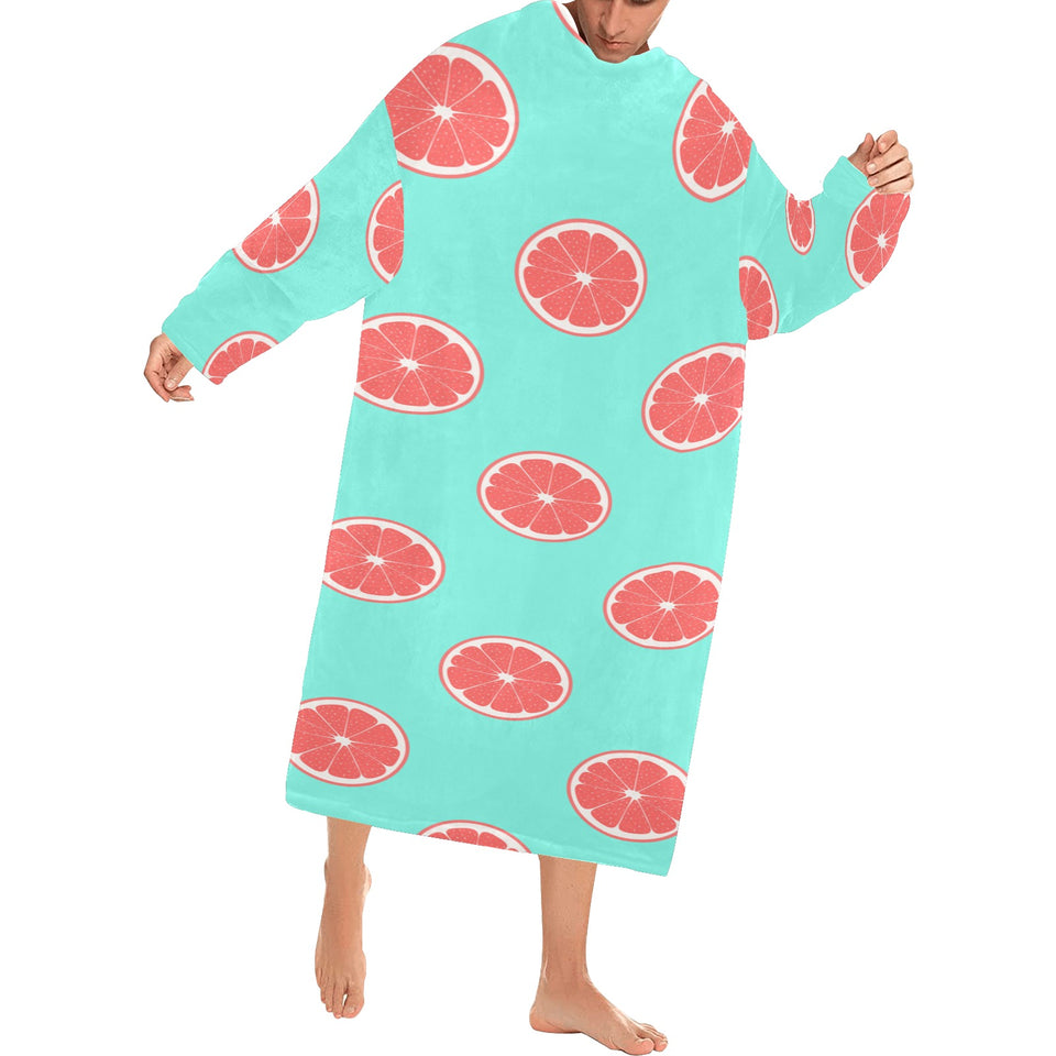 Grapefruit green background Blanket Robe with Sleeves