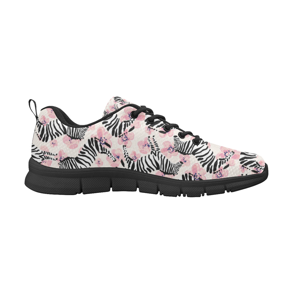 Zebra pink flower background Women's Sneaker Shoes