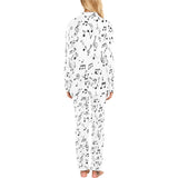 Music Notes Pattern Print Design 04 Women's Long Pajama Set