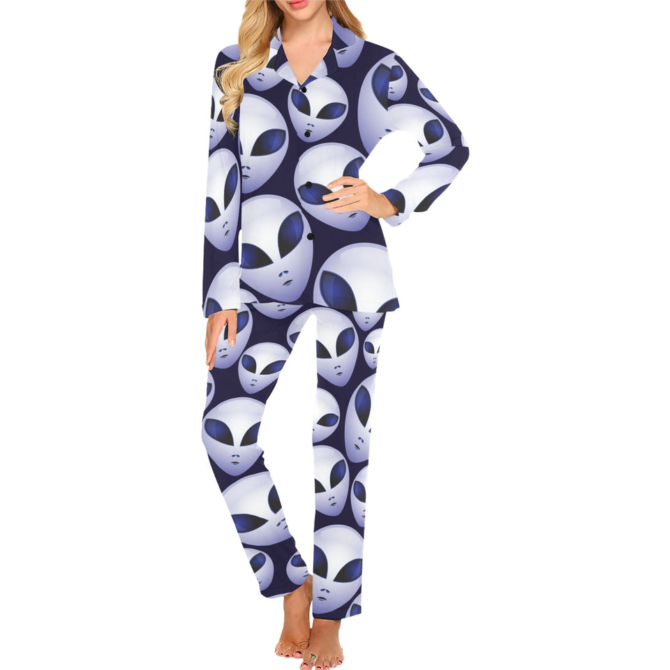 Alien Pattern Print Design 01 Women's Long Pajama Set