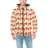 Greyhound Pattern Print Design 04 Men's Padded Hooded Jacket
