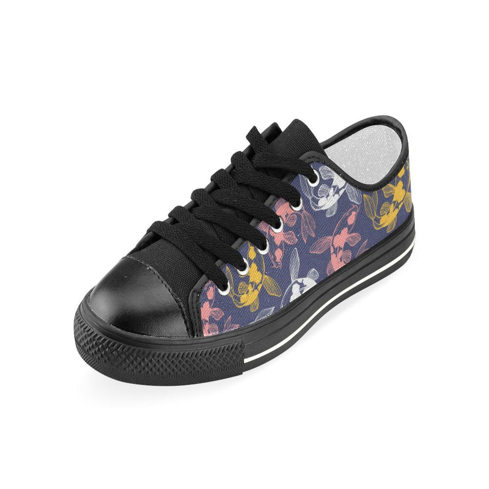 Fancy Carp pattern Kids' Boys' Girls' Low Top Canvas Shoes Black