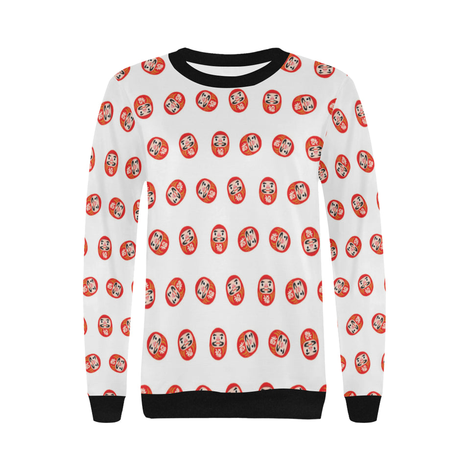 Daruma japanese wooden doll pattern Women's Crew Neck Sweatshirt