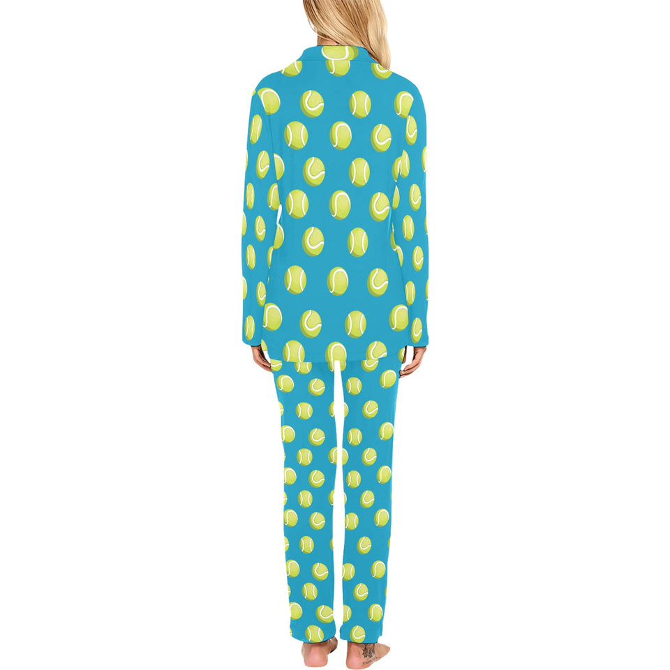 Tennis Pattern Print Design 05 Women's Long Pajama Set